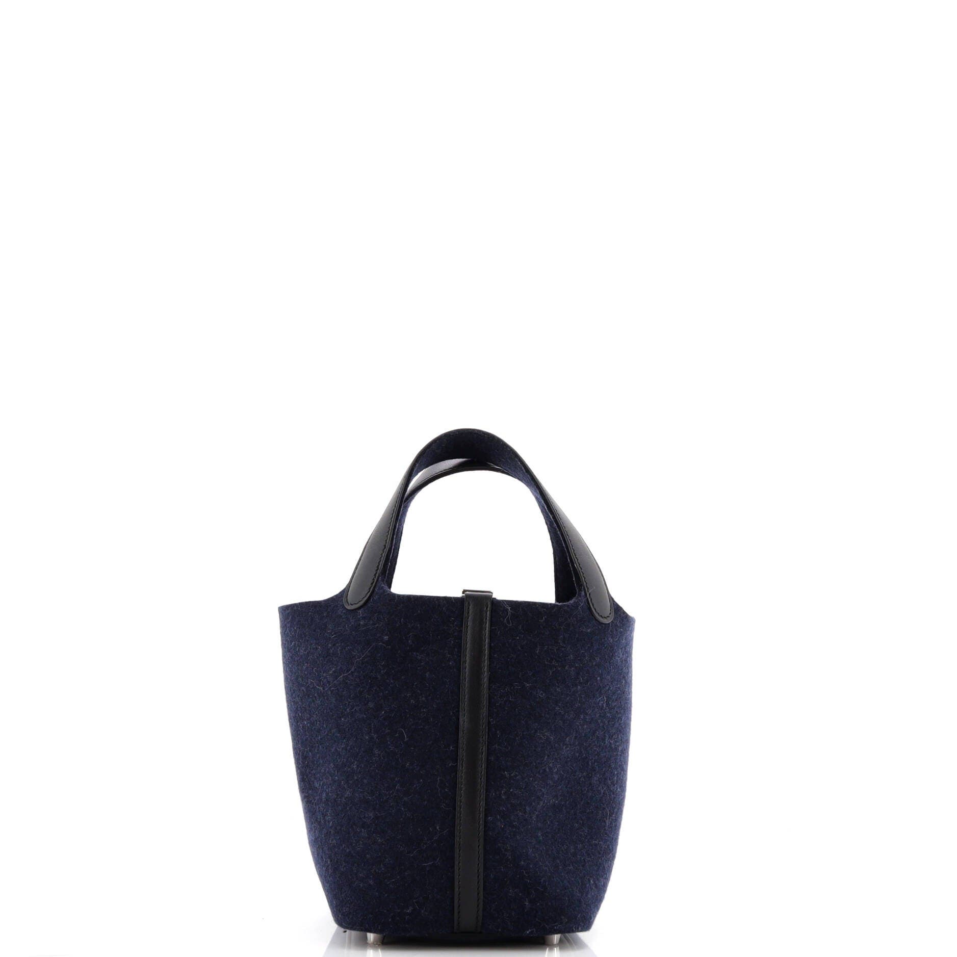 Pre-Owned Hermes Picotin Lock Bag Felt with Leather PM, Alternate, color, Bleu Nuit