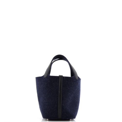 Pre-owned Hermes  Hermes Picotin Lock Bag Felt With Leather Pm In Blue