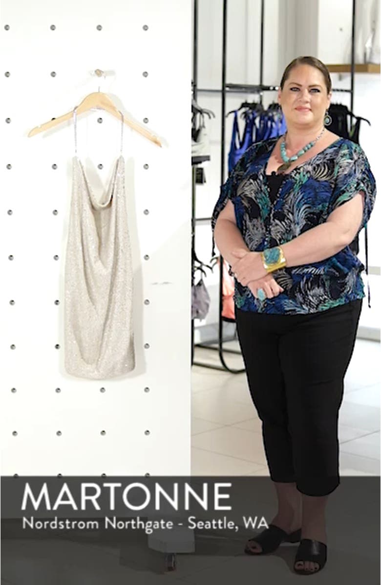 Brushed Sequin Cowl Neck Dress, sales video thumbnail