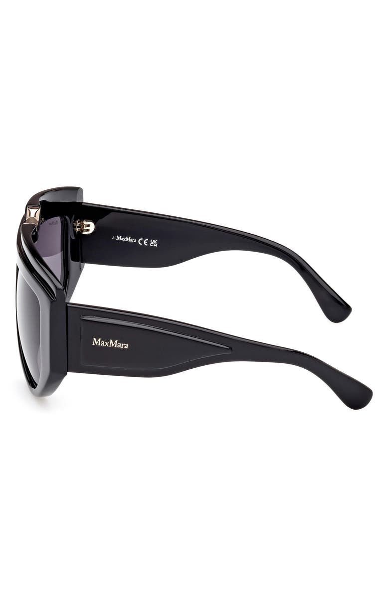 Max Mara 57mm Shield Sunglasses, Alternate, color, Shiny Black / Smoke