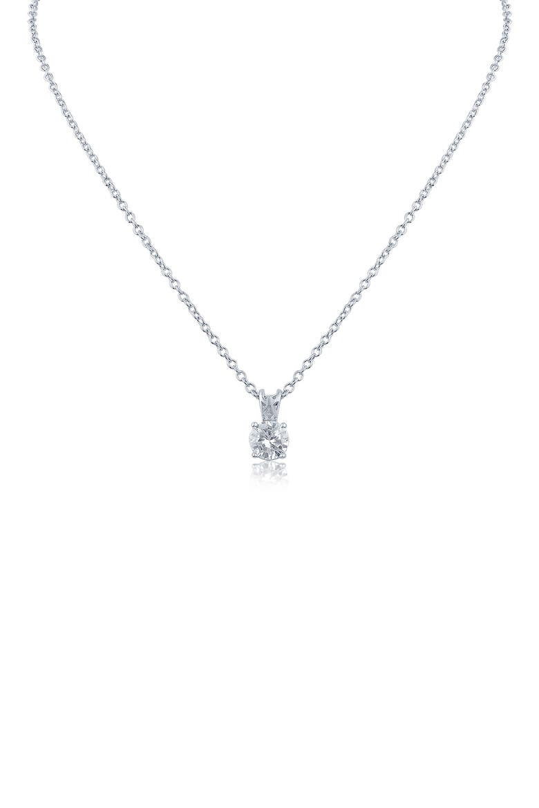 Round Cubic Zirconia Pendant Necklace (Nordstrom Exclusive), Main, color, CLEAR/ SILVER