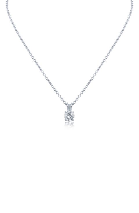 Round Cubic Zirconia Pendant Necklace