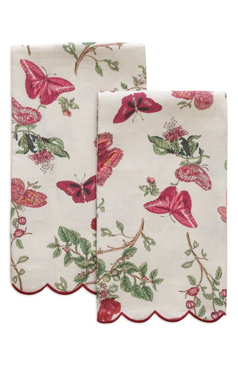 Baudin Butterfly Set of 2 Linen Guest Towels