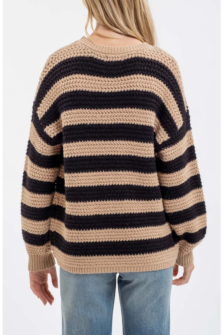 Relaxed Stripe Pullover Sweater, Alternate, color, TAUPE