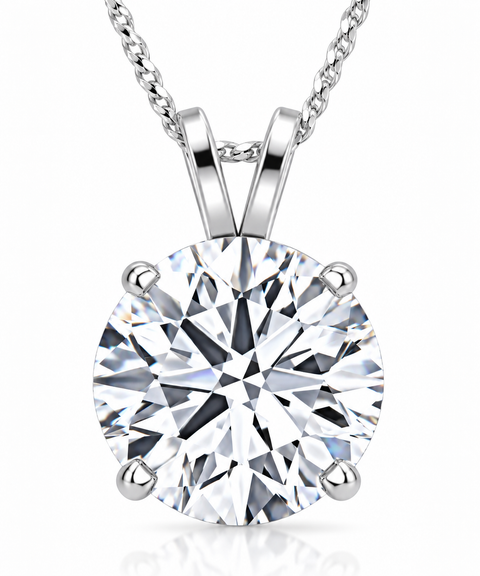 Certified 3Ct Round Solitaire Diamond Pendant 14k Gold Necklace Lab Grown