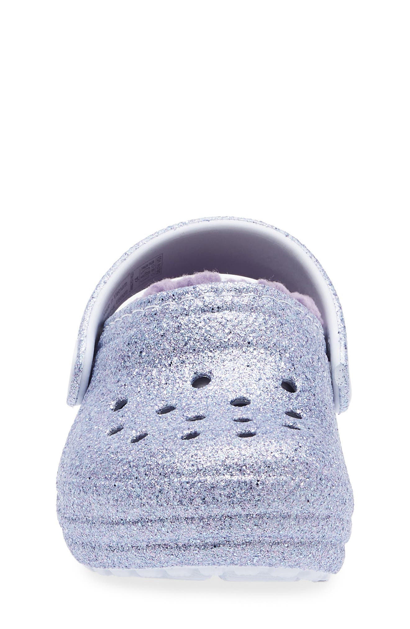 CROCS Kids' Classic Glitter Faur Fur Lined Clog, Alternate, color, Frosted Glitter