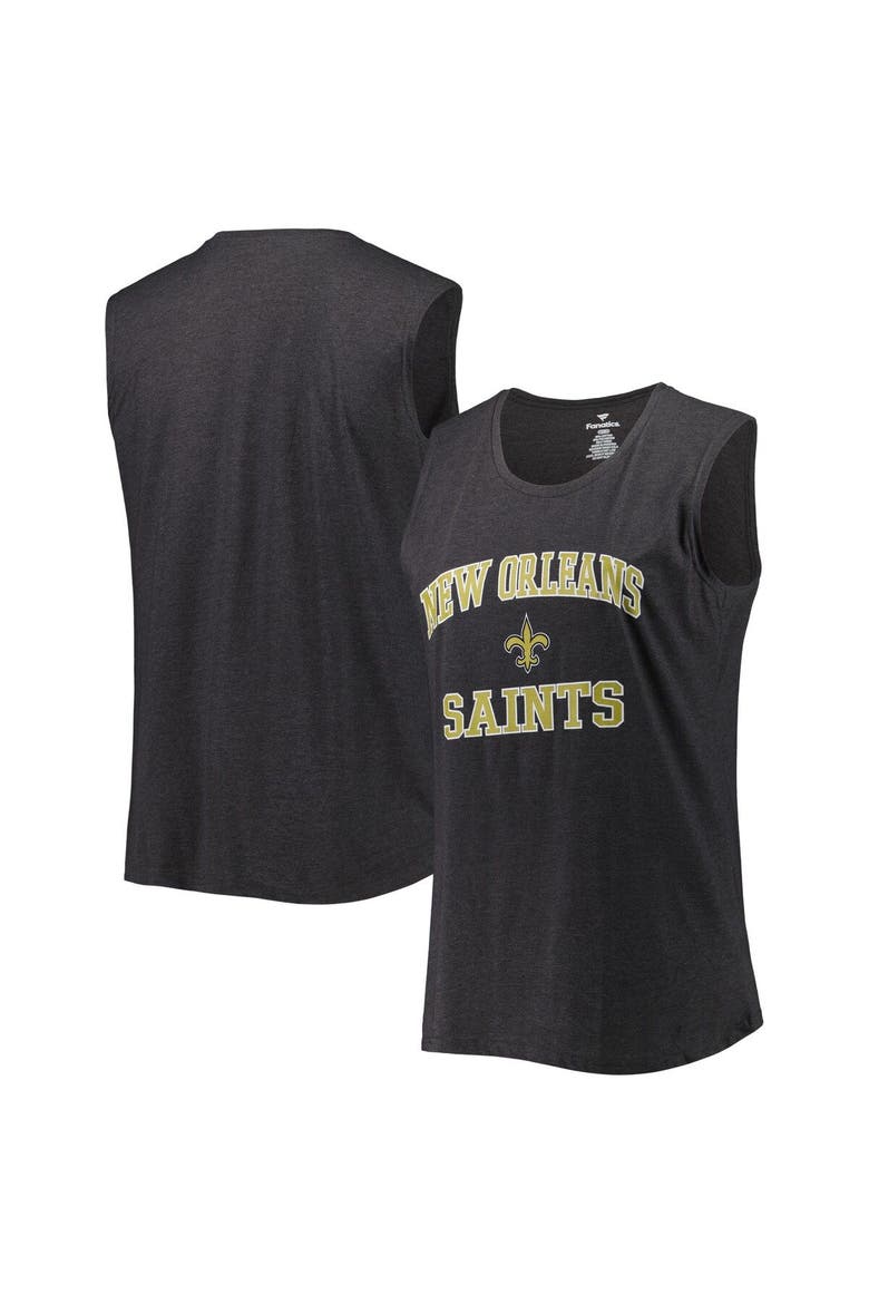 Women's Fanatics Branded Heather Charcoal New Orleans Saints Plus Size Tank Top, Main, color, Heather Charcoal