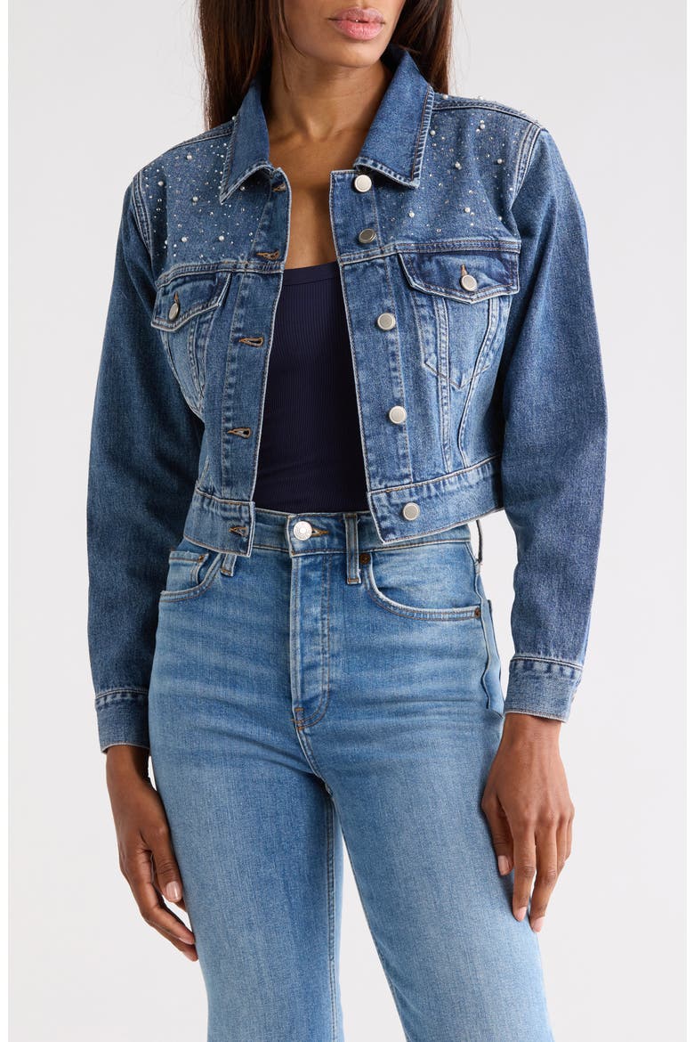 Essential Crop Denim Jacket, Main, color, INDIGO1186
