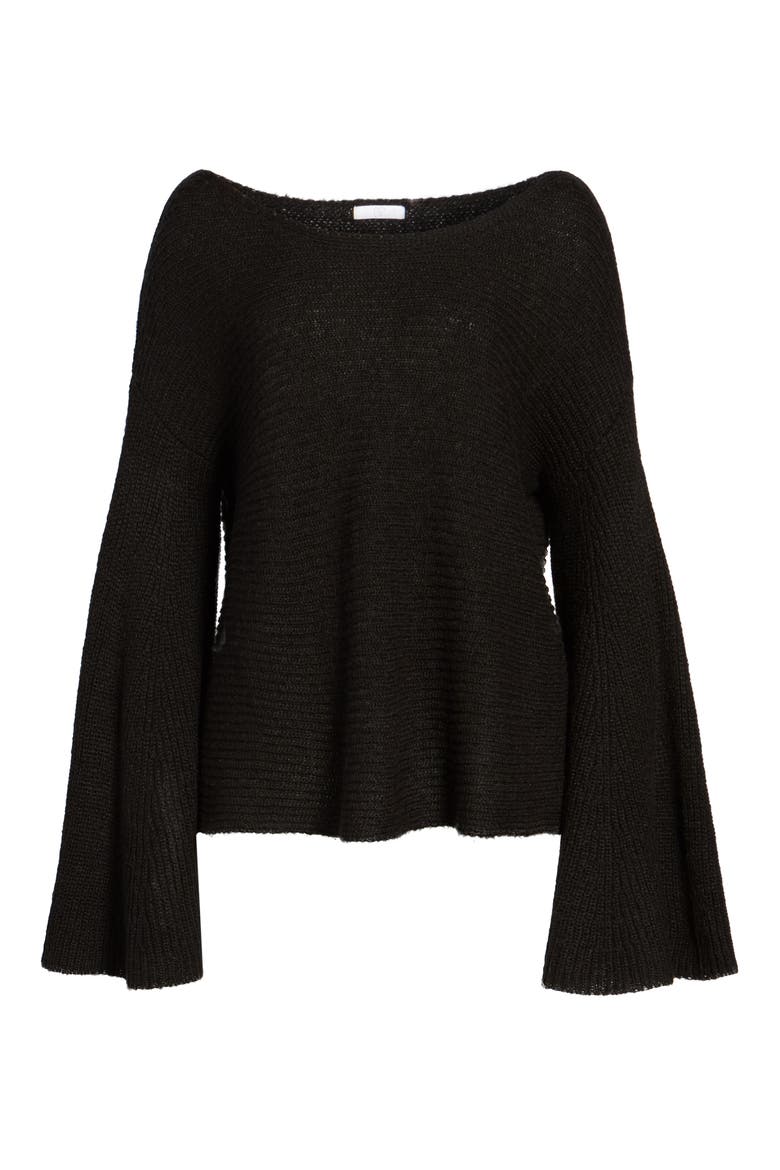 Flare Sleeve Sweater, Alternate, color, BLACK