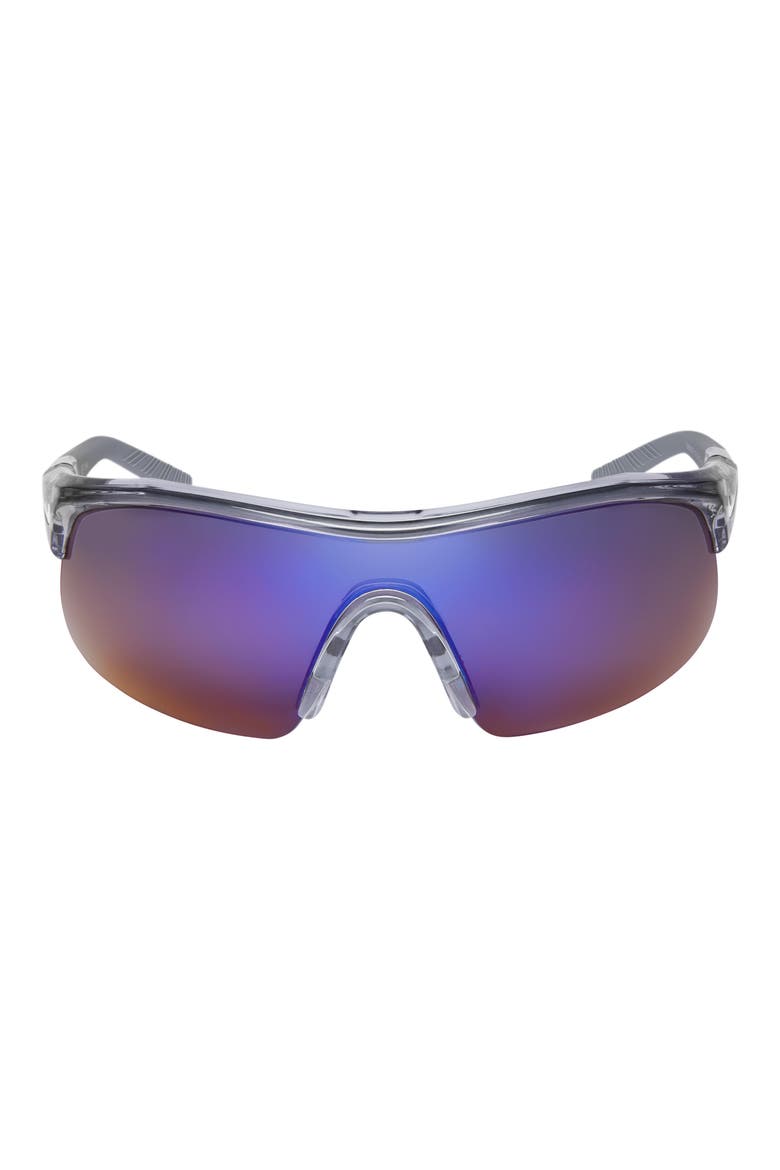 Show X1 58mm Wraparound Sunglasses, Main, color, SHINY WOLF GREY/ BLUE MIRROR