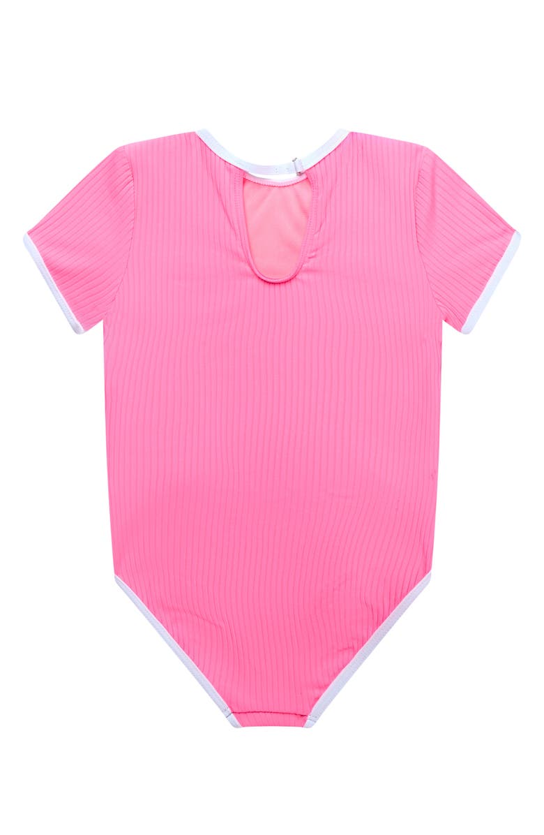 Beach Lingo Kids' Coco Belted Short Sleeve One-Piece Swimsuit, Alternate, color, Watermelon