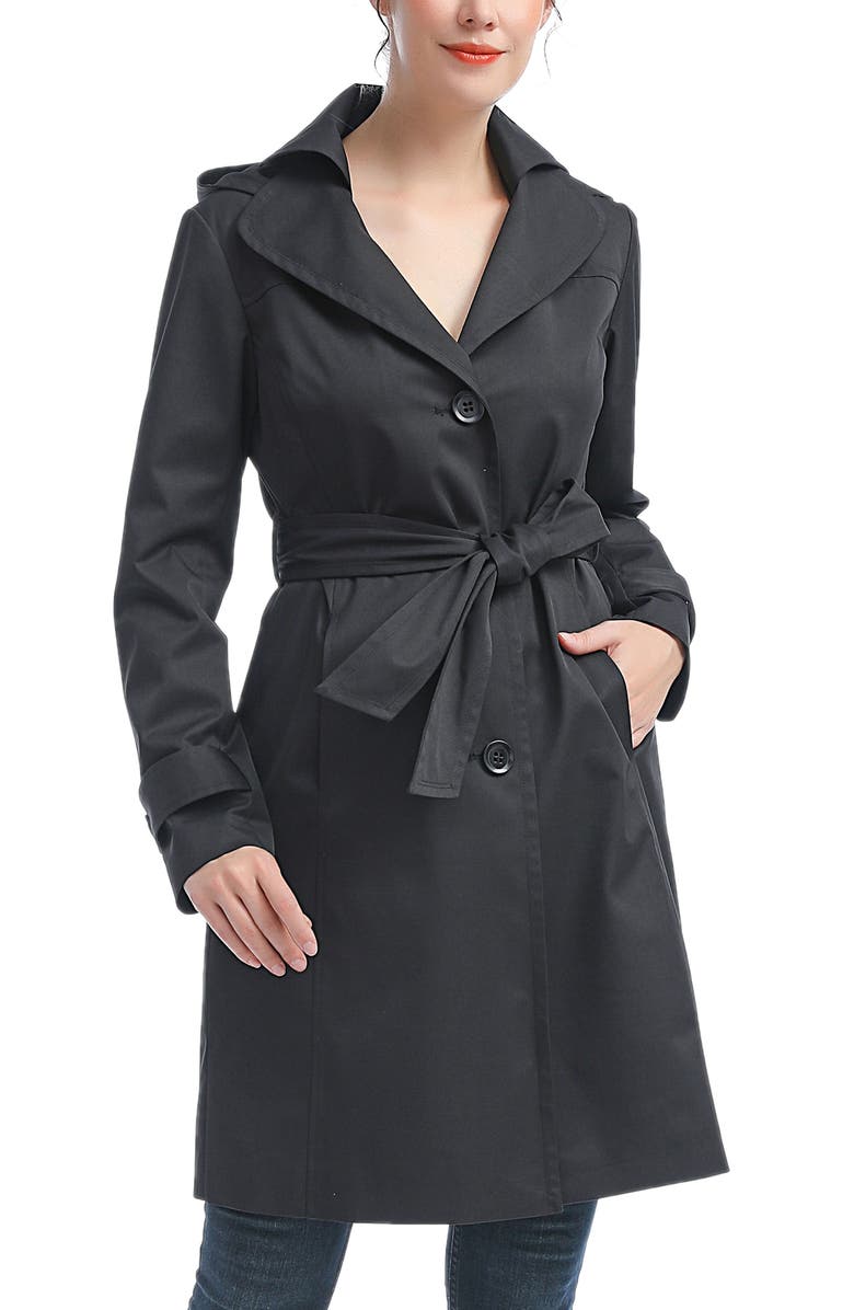 Kimi & Kai Adel Hooded Trench Coat, Main, color, Black
