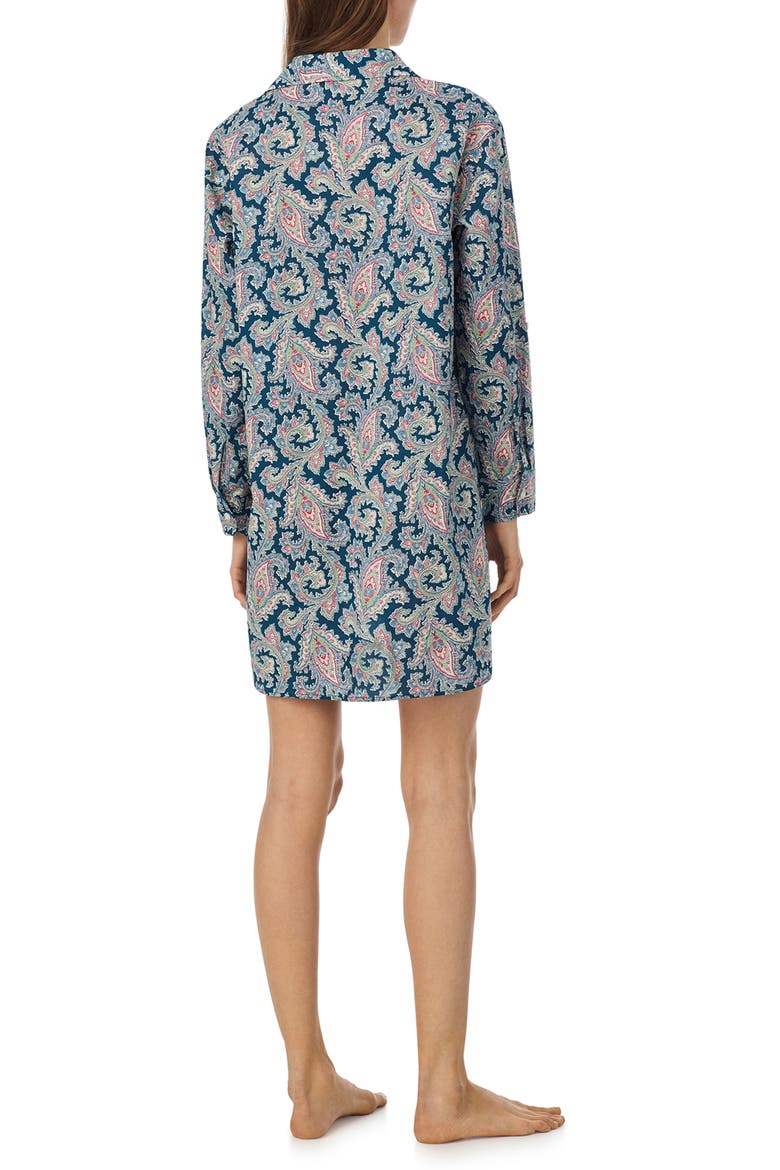 Print Cotton Blend Sleep Shirt, Alternate, color, MULTI PAISLEY