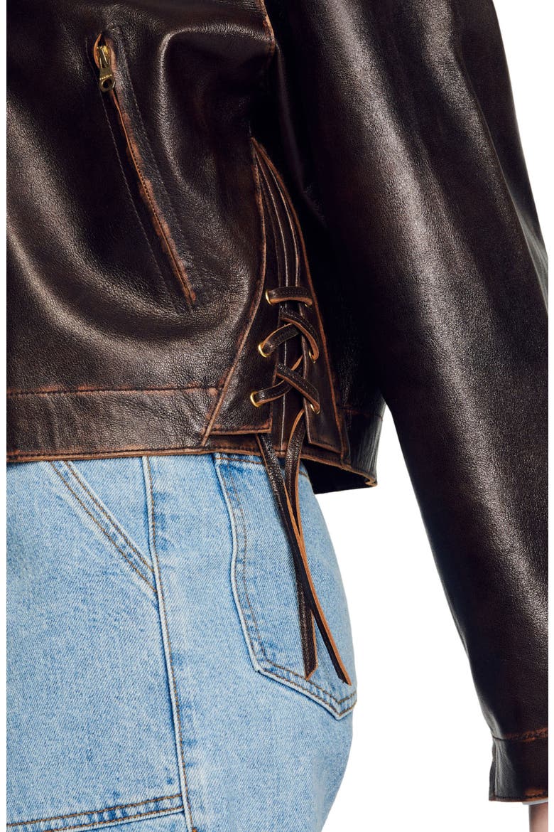 Jude Lambskin Leather Jacket, Alternate, color, BLACK BROWN