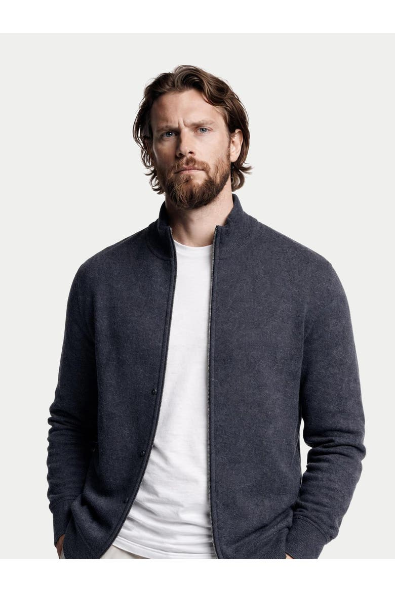 Timeless Full-Zip Cashmere Cardigan, Alternate, color, charcoal