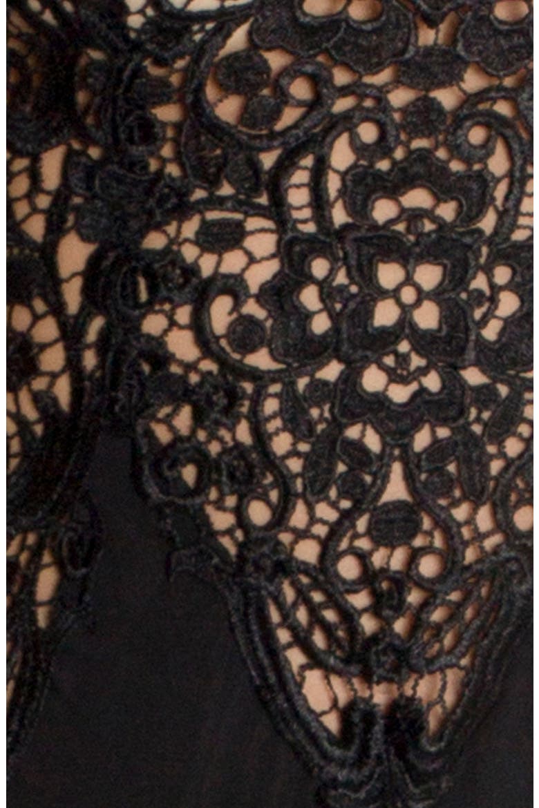 Lace & Satin Chemise, Alternate, color, BLACK