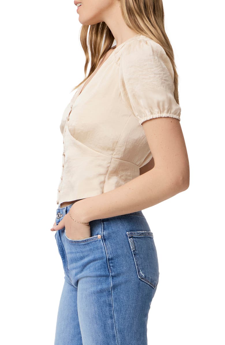 PAIGE Plie Button Front Top, Alternate, color, Ecru