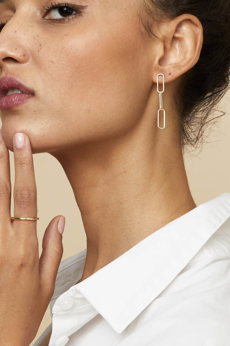 14K Yellow Gold Venice Link Bold Drop Earrings, Alternate, color, Yellow Gold