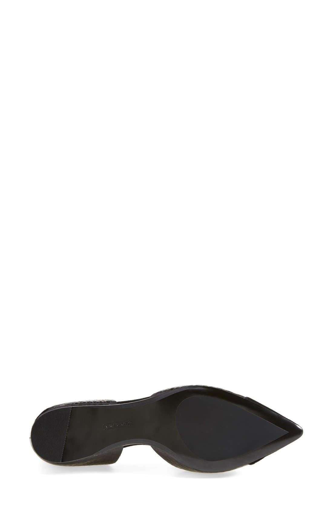 'Halia' d'Orsay Pointy Toe Flat, Alternate, color, BLACK SNAKE/ BLACK SUEDE