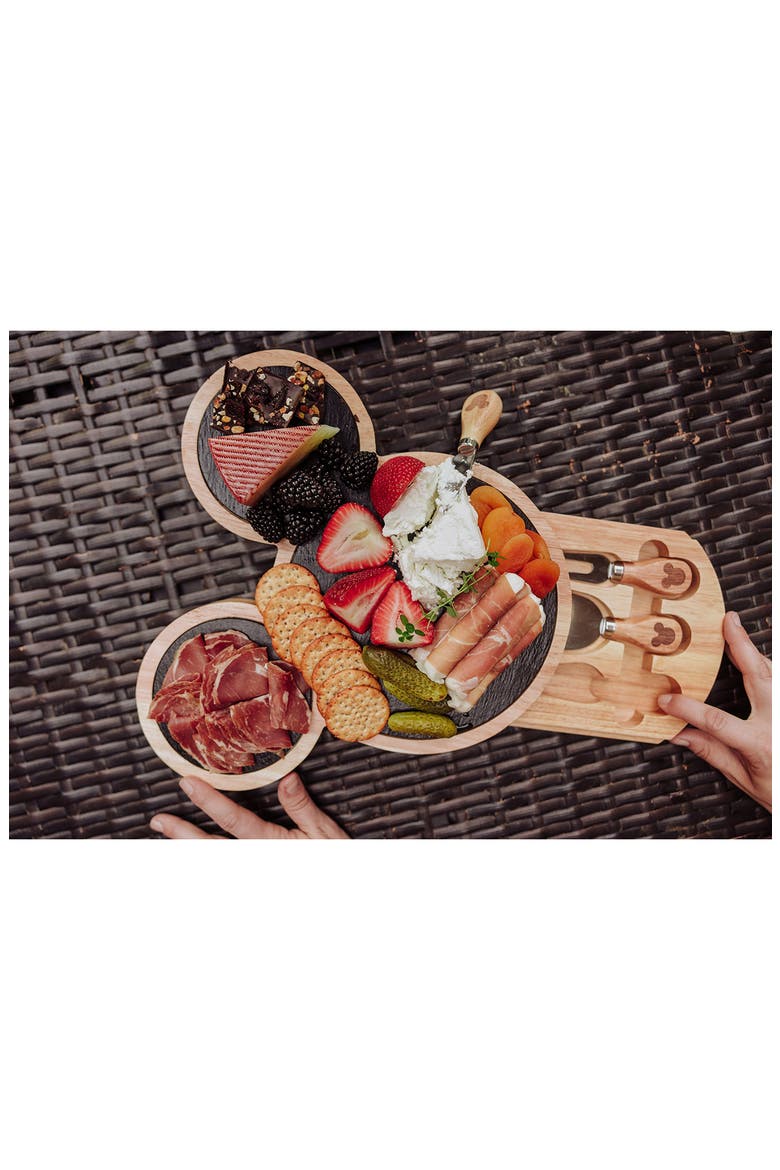 x Disney® Mickey Mouse Slate Cheese Board & Knives Set, Alternate, color, BROWN