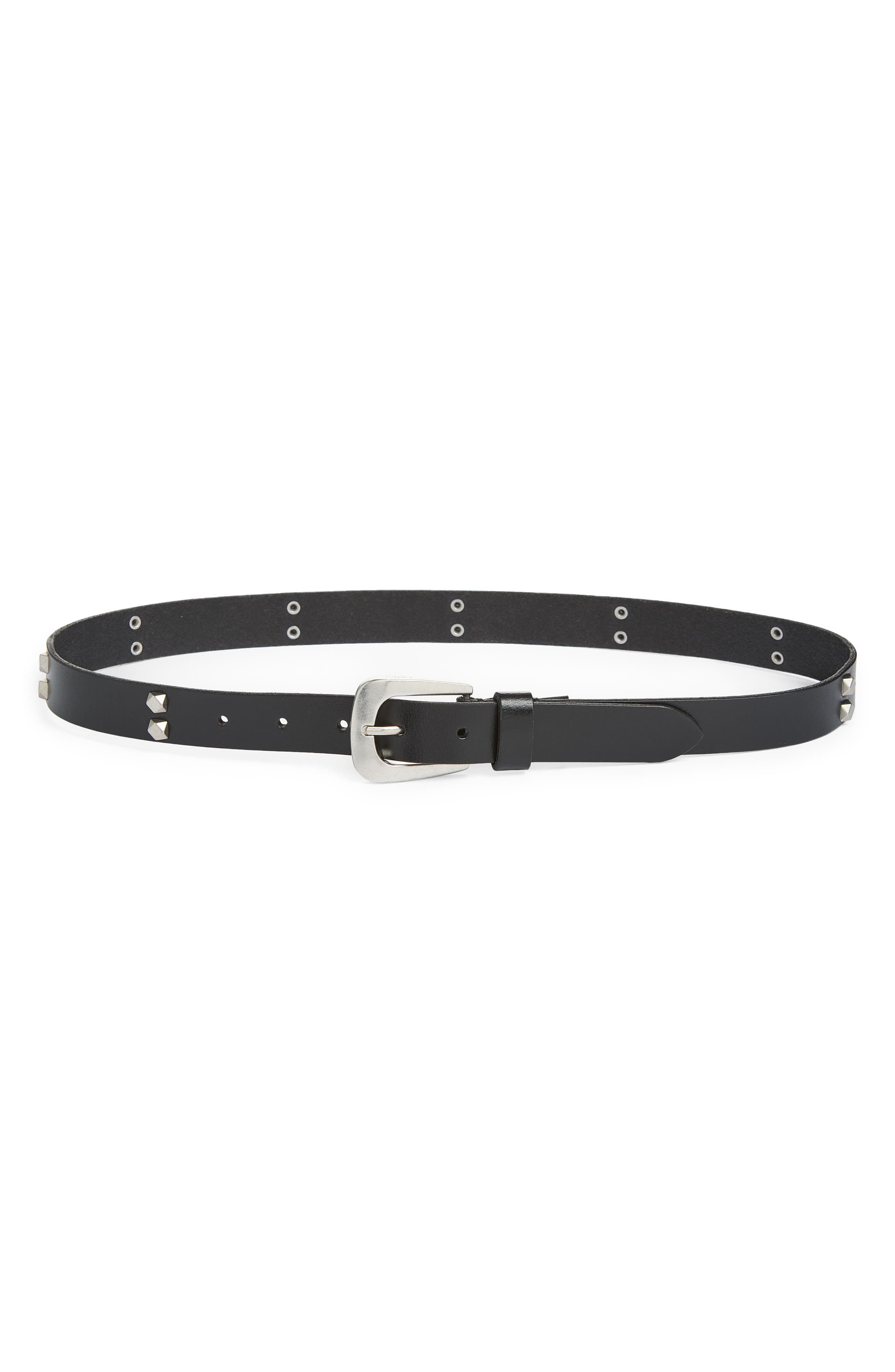 AllSaints Hexagon Studded Leather Belt