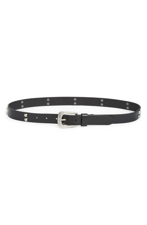 Hexagon Studded Leather Belt