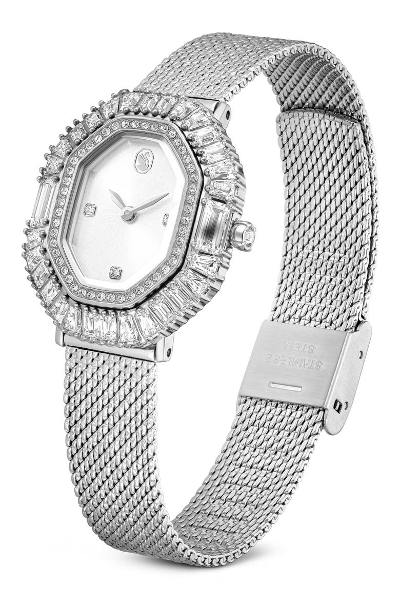 Matrix Octagon Mesh Strap Watch, 30mm x 25mm, Alternate, color, SILVER