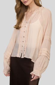 ZOE AND CLAIRE Ruffle Tie Neck Top