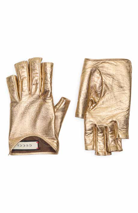 Gucci Metallic Leather Fingerless Gloves