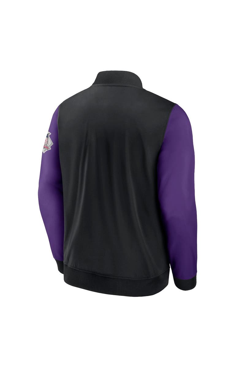 FANATICS Men's Fanatics Branded Black/Purple Colorado Rockies Iconic Record Holder Woven Full-Zip Bomber Jacket, Alternate, color, 
