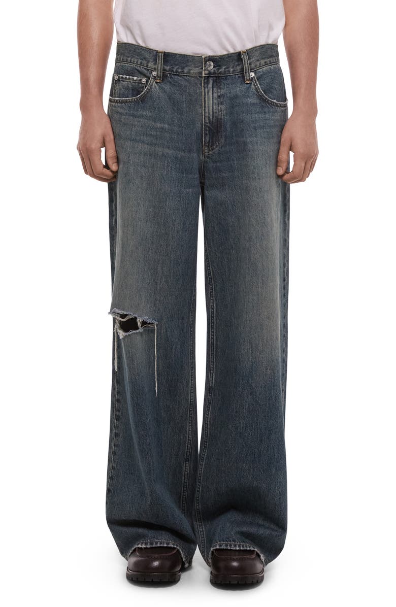 Helmut Lang Ripped Wide Leg Jeans, Main, color, Tinted Vintage Blue