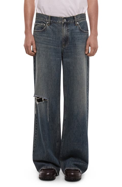 Ripped Wide Leg Jeans (Tinted Vintage Blue)