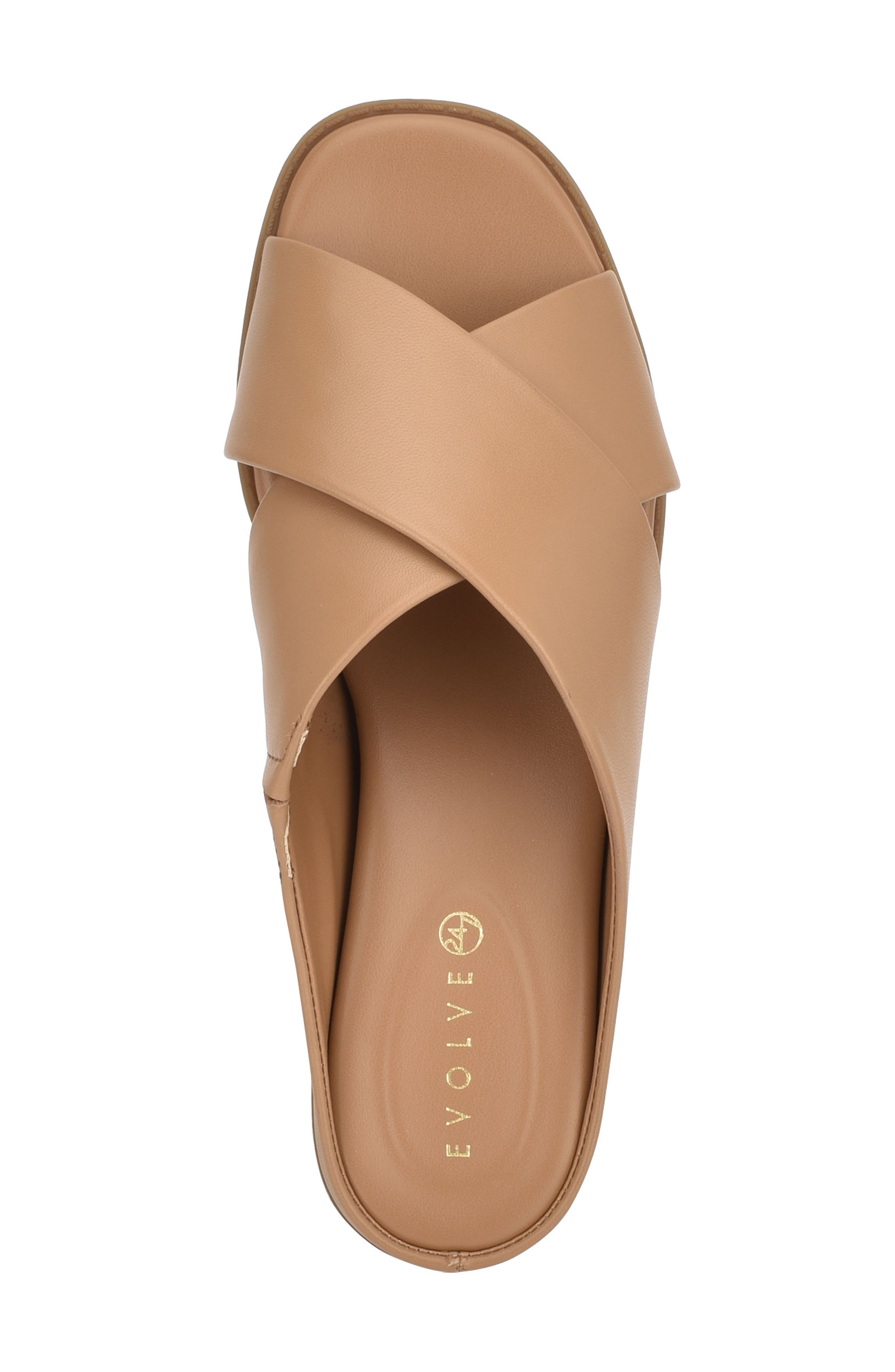 Odyssa Slide Sandal, Alternate, color, DARK NATURAL LEATHER