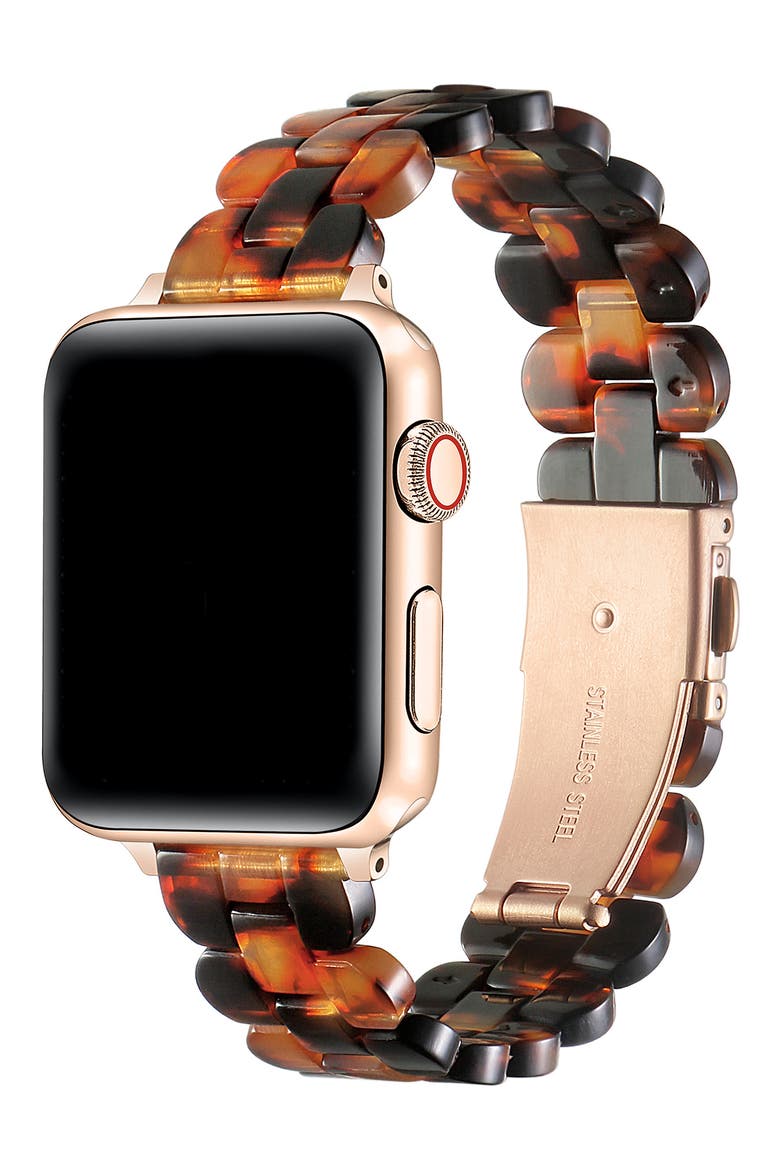 Elle Resin Link Apple Watchband, Alternate, color, CHOCOLATE TORTOISE