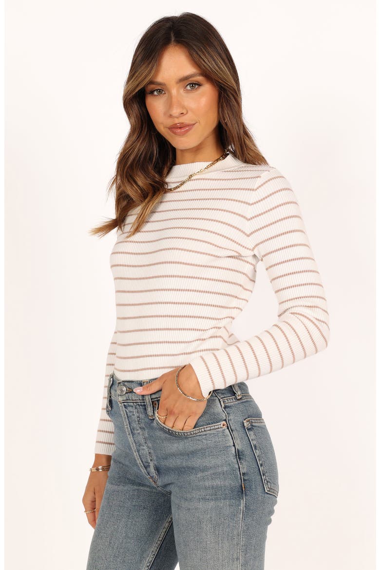 Stacie Rib Top, Alternate, color, BEIGE STRIPE