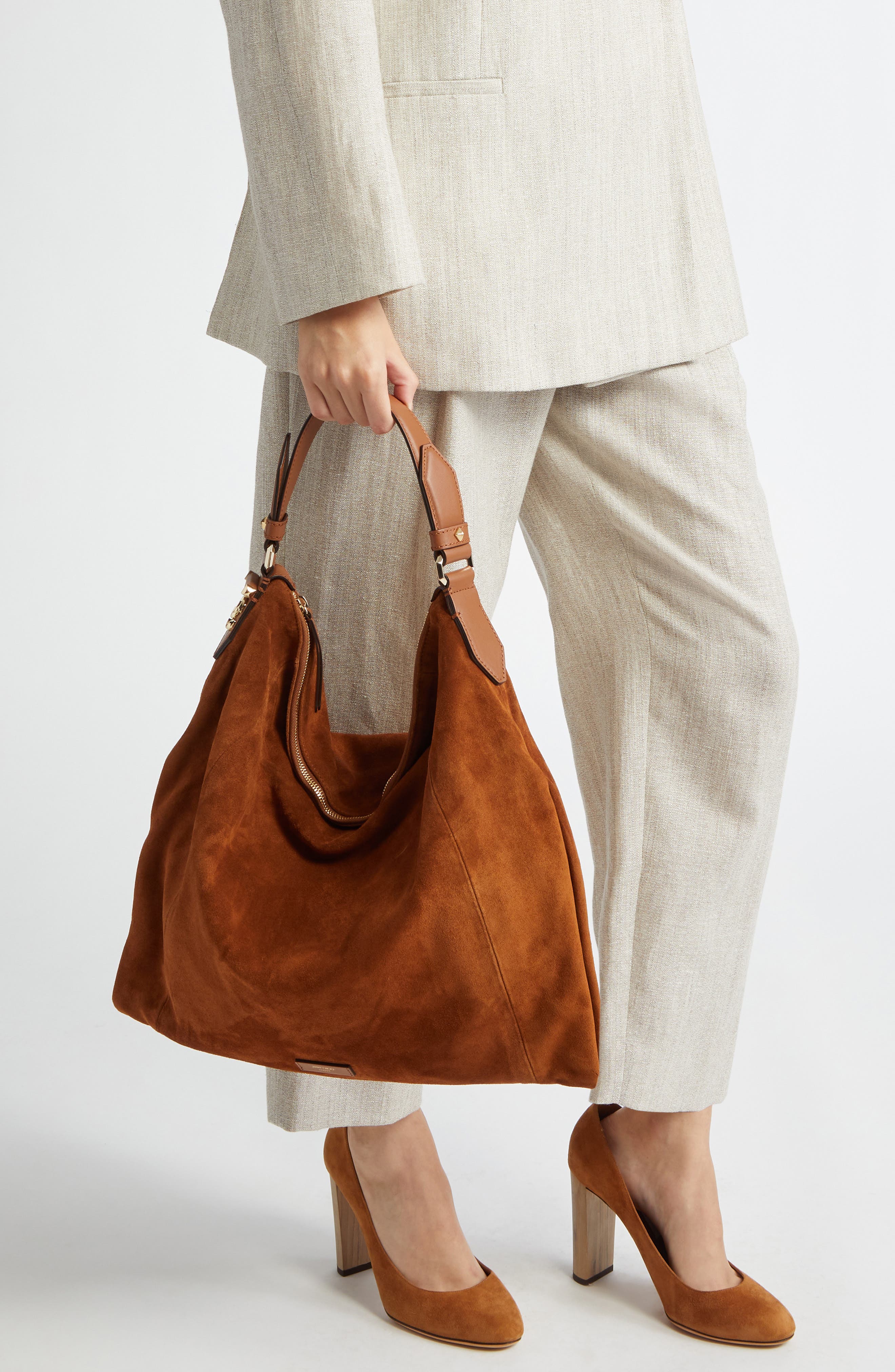 Ana Suede Hobo Bag, Alternate, color, TAN
