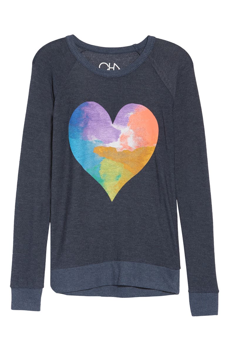 Chaser Rainbow Heart Cozy Pullover, Alternate, color, Avalon
