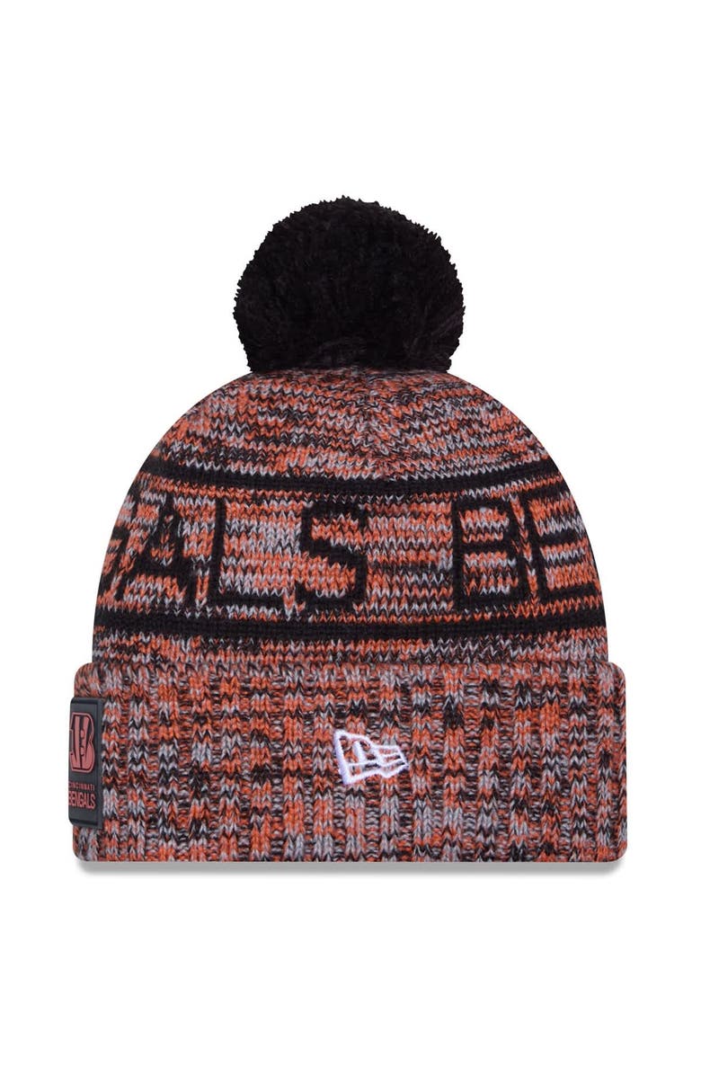 New Era Men's New Era Orange Cincinnati Bengals 2025 Sideline Cold Weather Cuffed Knit Hat with Pom, Alternate, color, Orange