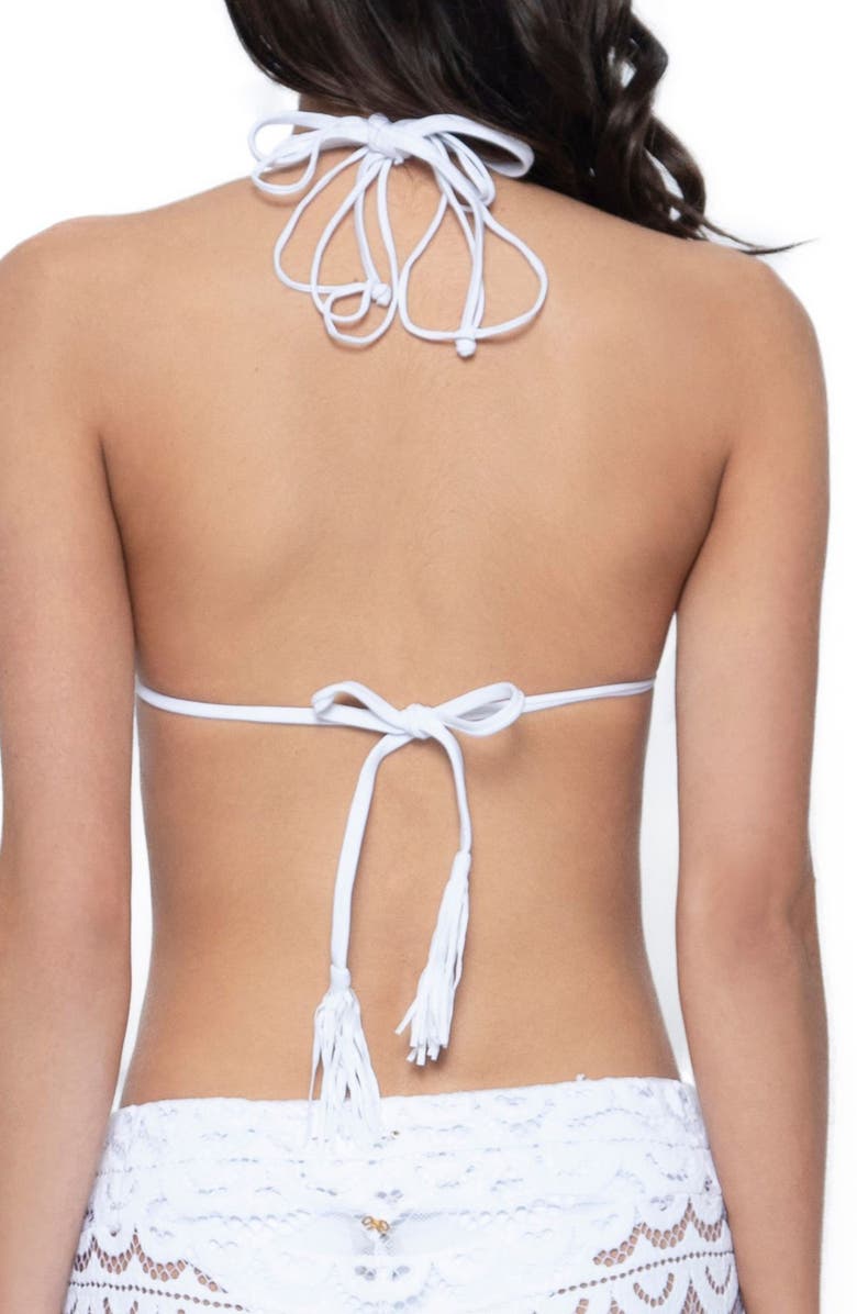 PQ SWIM Isla Macramé Triangle Bikini Top, Alternate, color, Water Lily