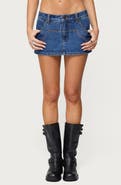 EDIKTED Stitched Up Denim Mini Skort