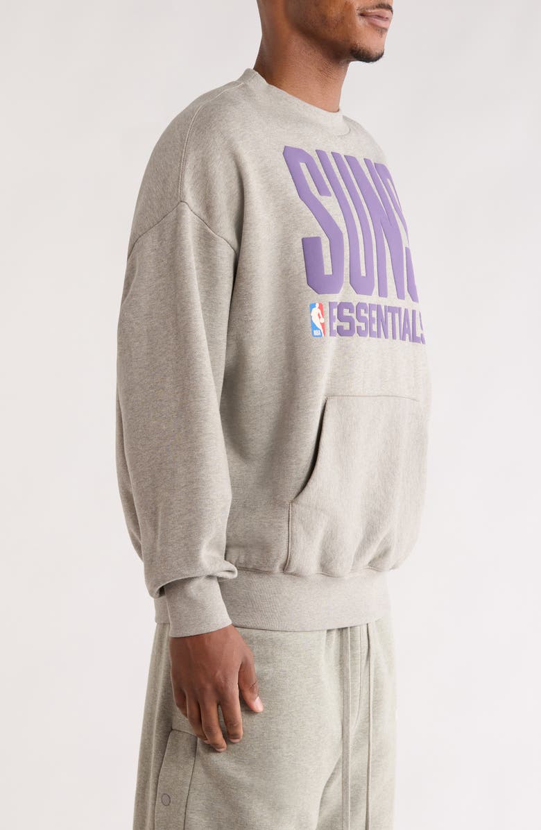 Fear of God Essentials x NBA Suns Sport Fit Crewneck Sweatshirt, Alternate, color, Warm Heather