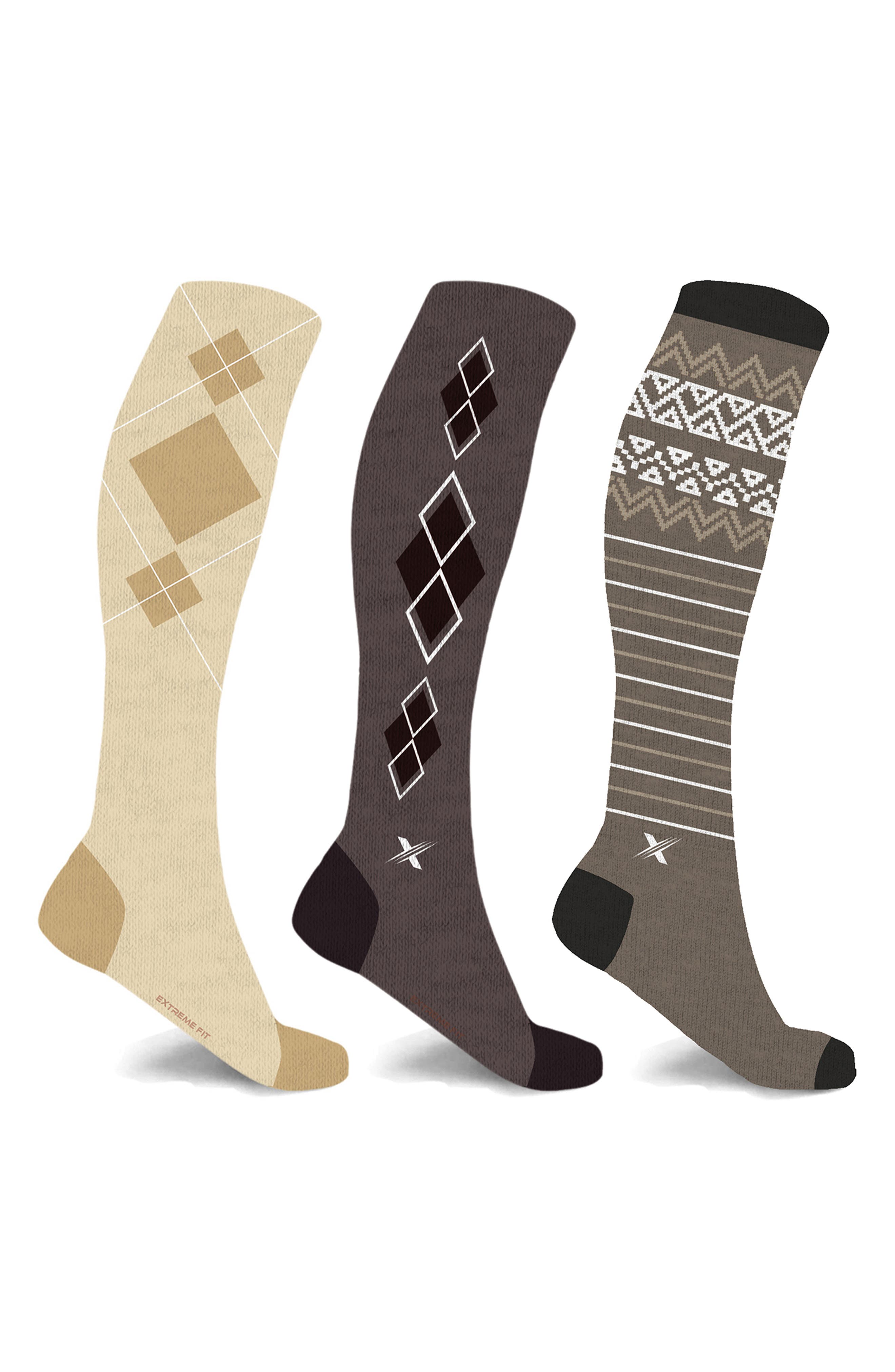 3-Pack Merino Wool Blend Knee High Compression Socks