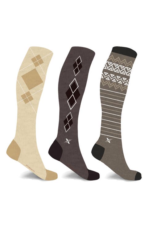 3-Pack Merino Wool Blend Knee High Compression Socks
