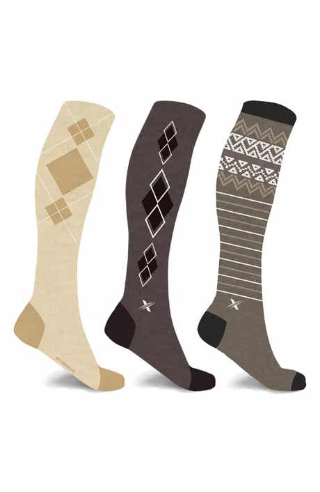 3-Pack Merino Wool Blend Knee High Compression Socks