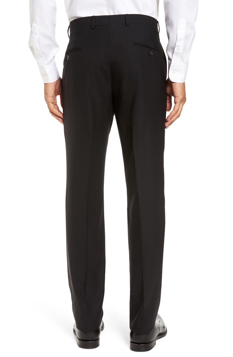 Ted Baker London Jefferson Trim Fit Flat Front Wool Dress Pants, Alternate, color, Black