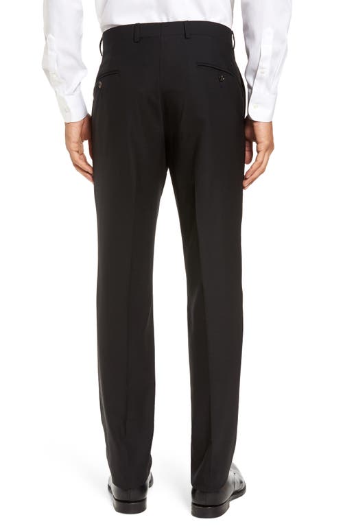 Ted Baker London Jefferson Trim Fit Flat Front Wool Dress Pants In Black