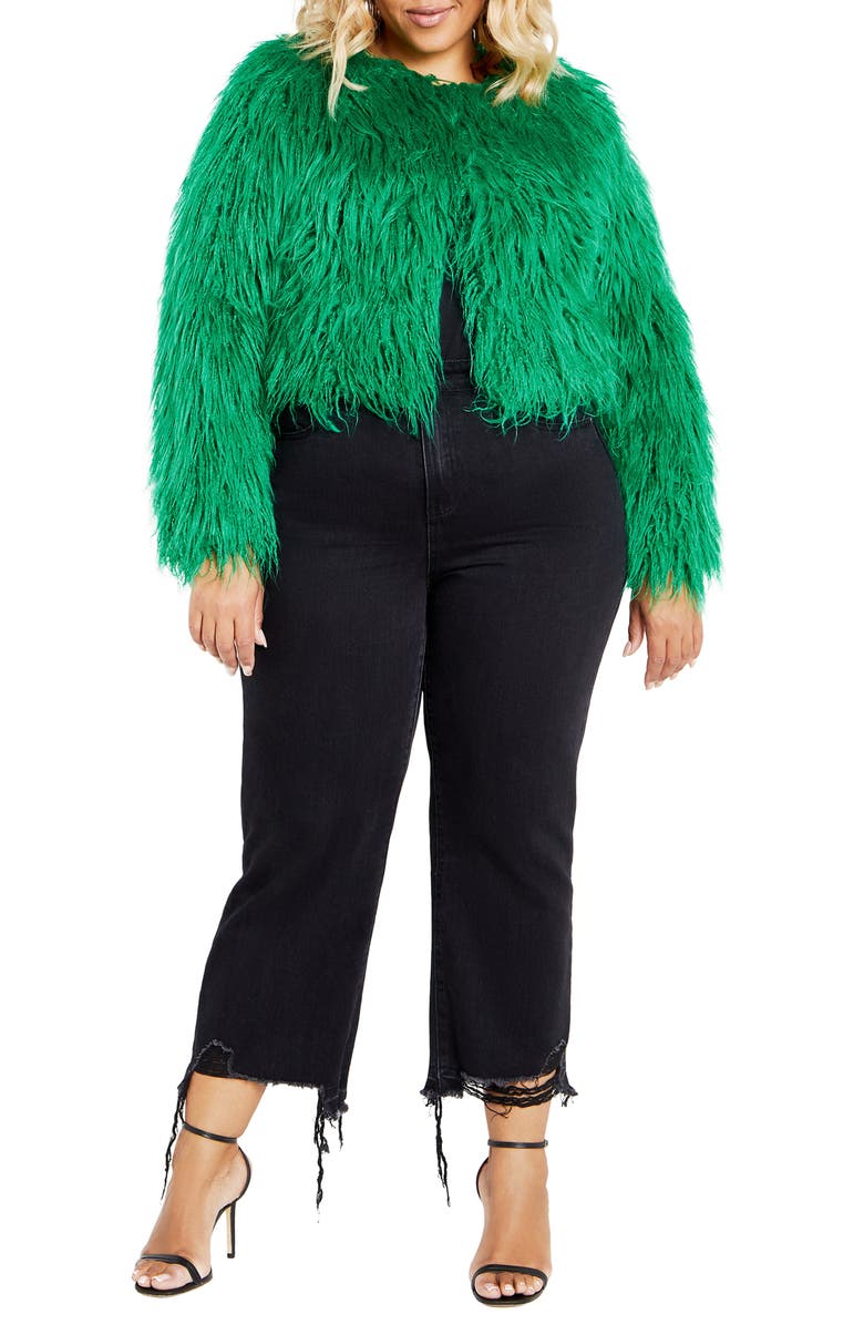 City Chic Blakely Faux Fur Crop Jacket, Alternate, color,