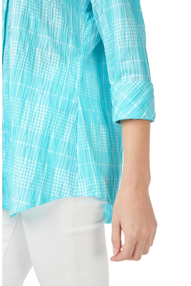 Faith Beach Plaid Button-Up Tunic Shirt, Alternate, color, OCEANSIDE