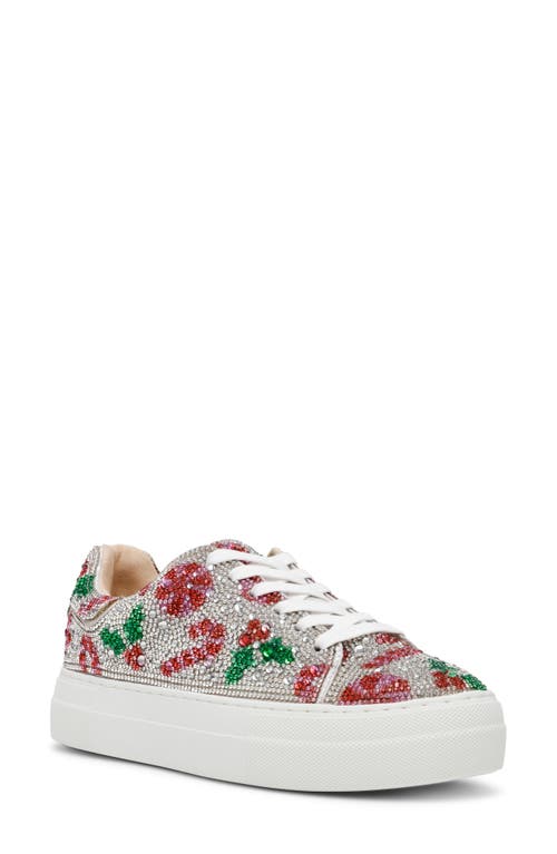 Betsey Johnson Sidny Crystal Pavé Platform Sneaker In Red