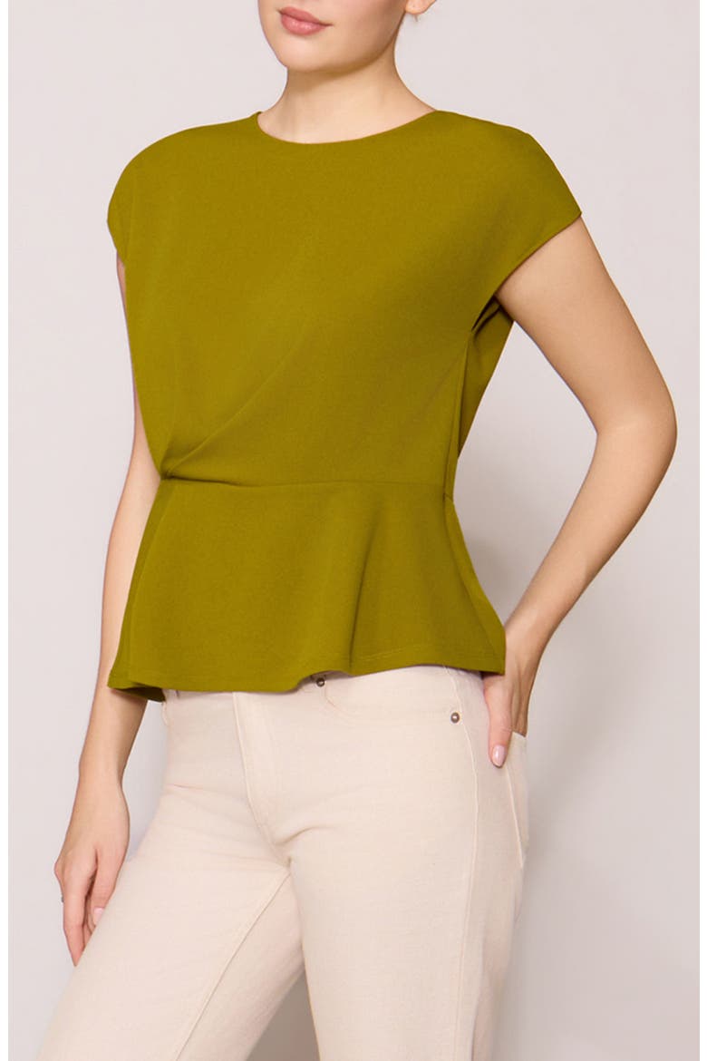 Side Ruched Crepe Top, Main, color, CHARTREUSE GREEN